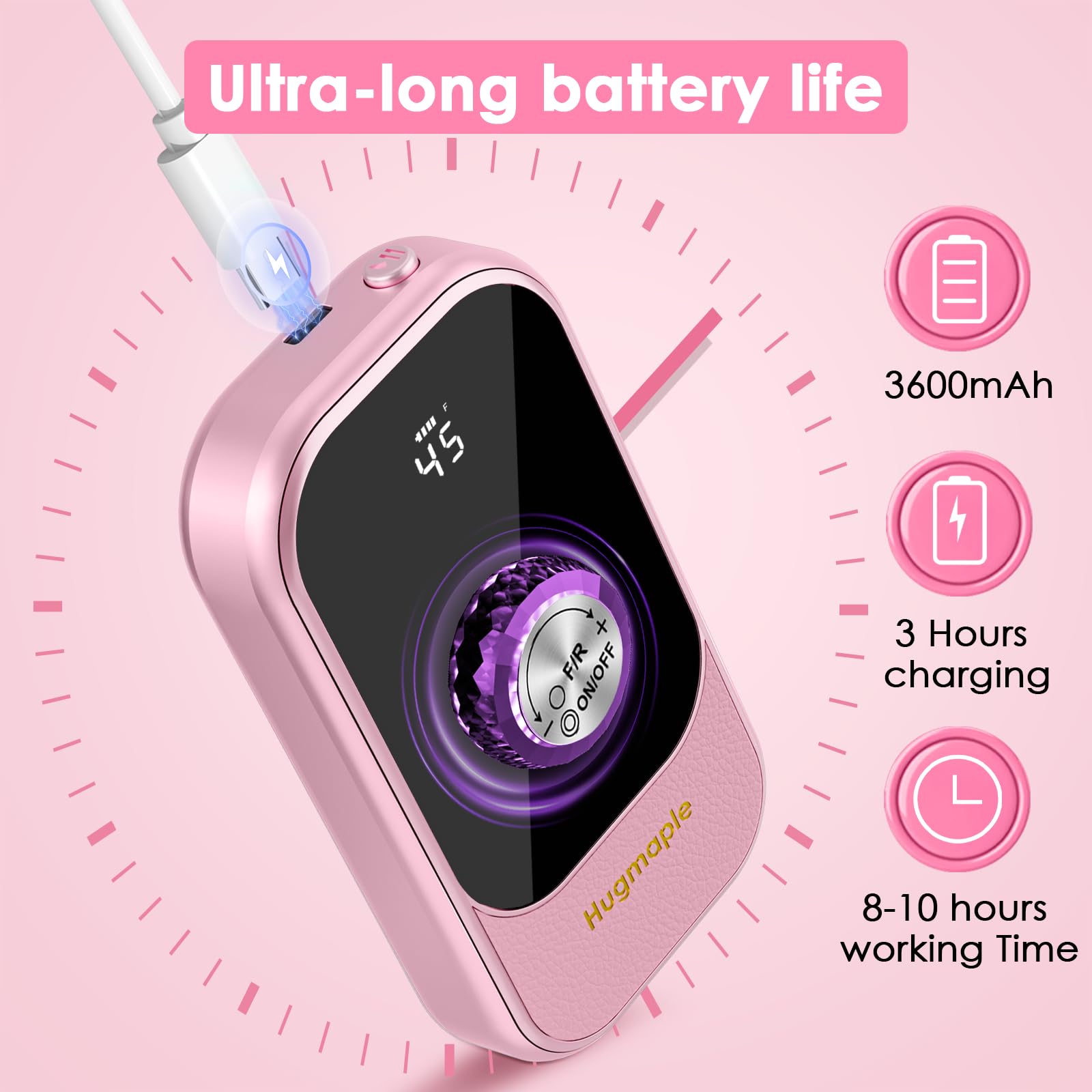 HUGMAPLE nail drill handpiece ergonomic design minimizes fatigue during sessions.