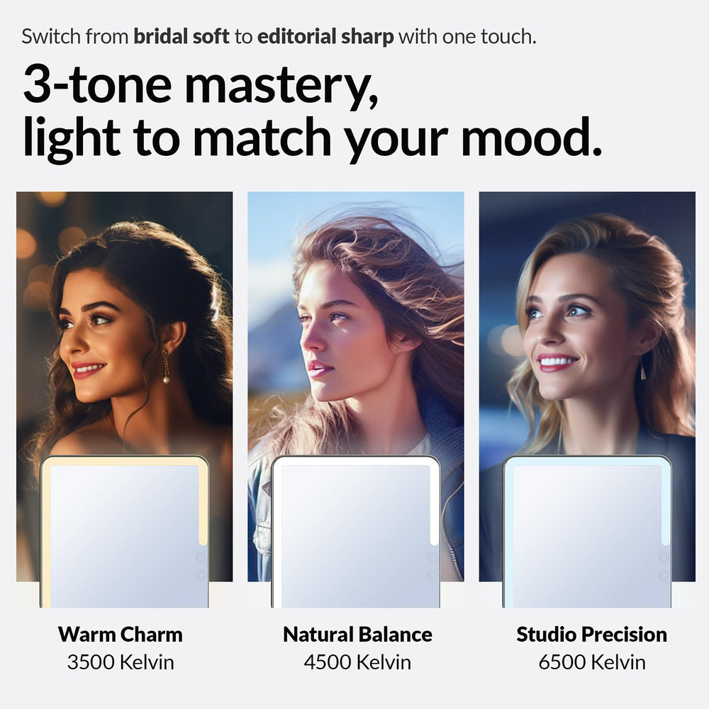 HUGOAI rechargeable mirror with 2000mAh battery for extended use between charges.