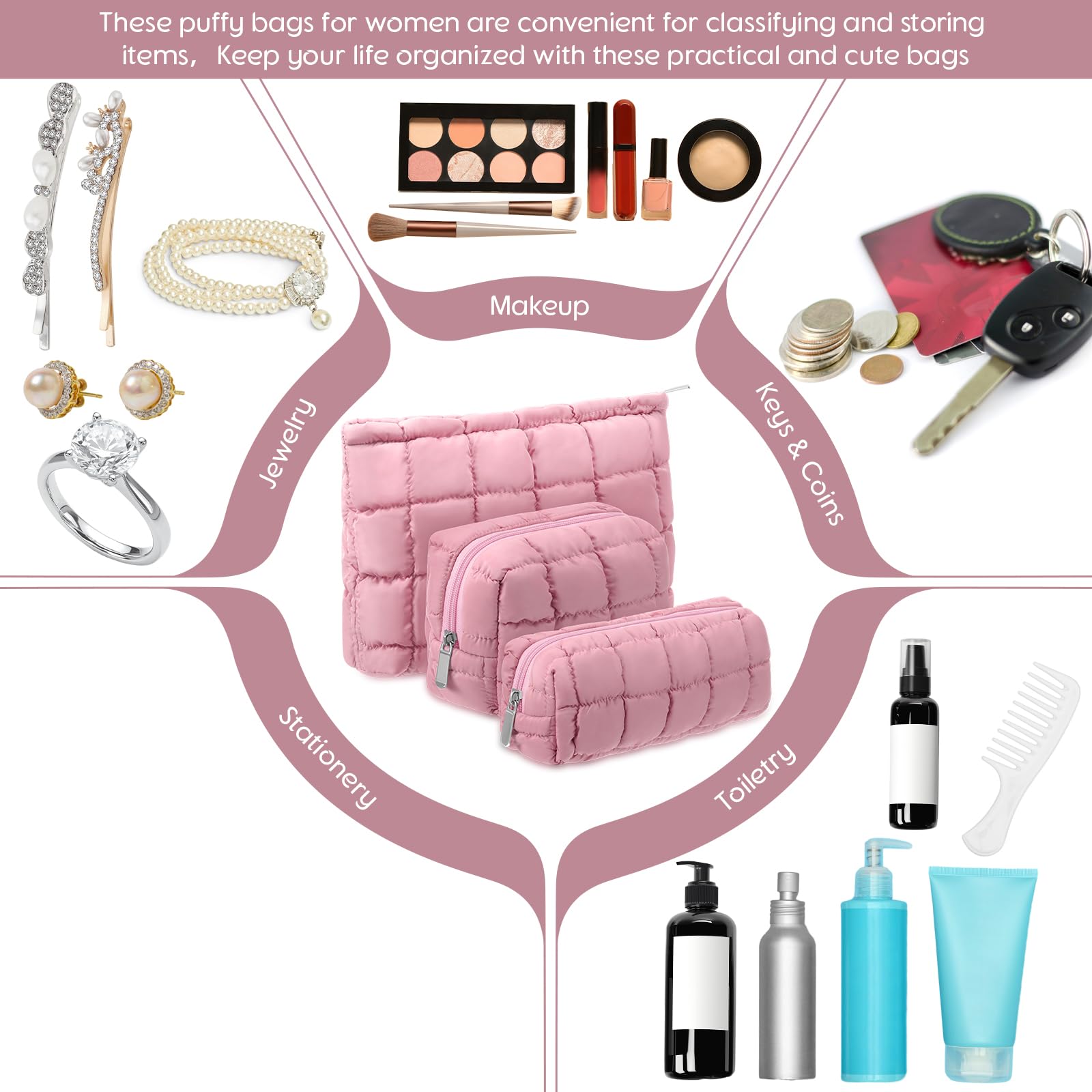 Huhumy three-size bag series, versatile for cosmetics and toiletries.