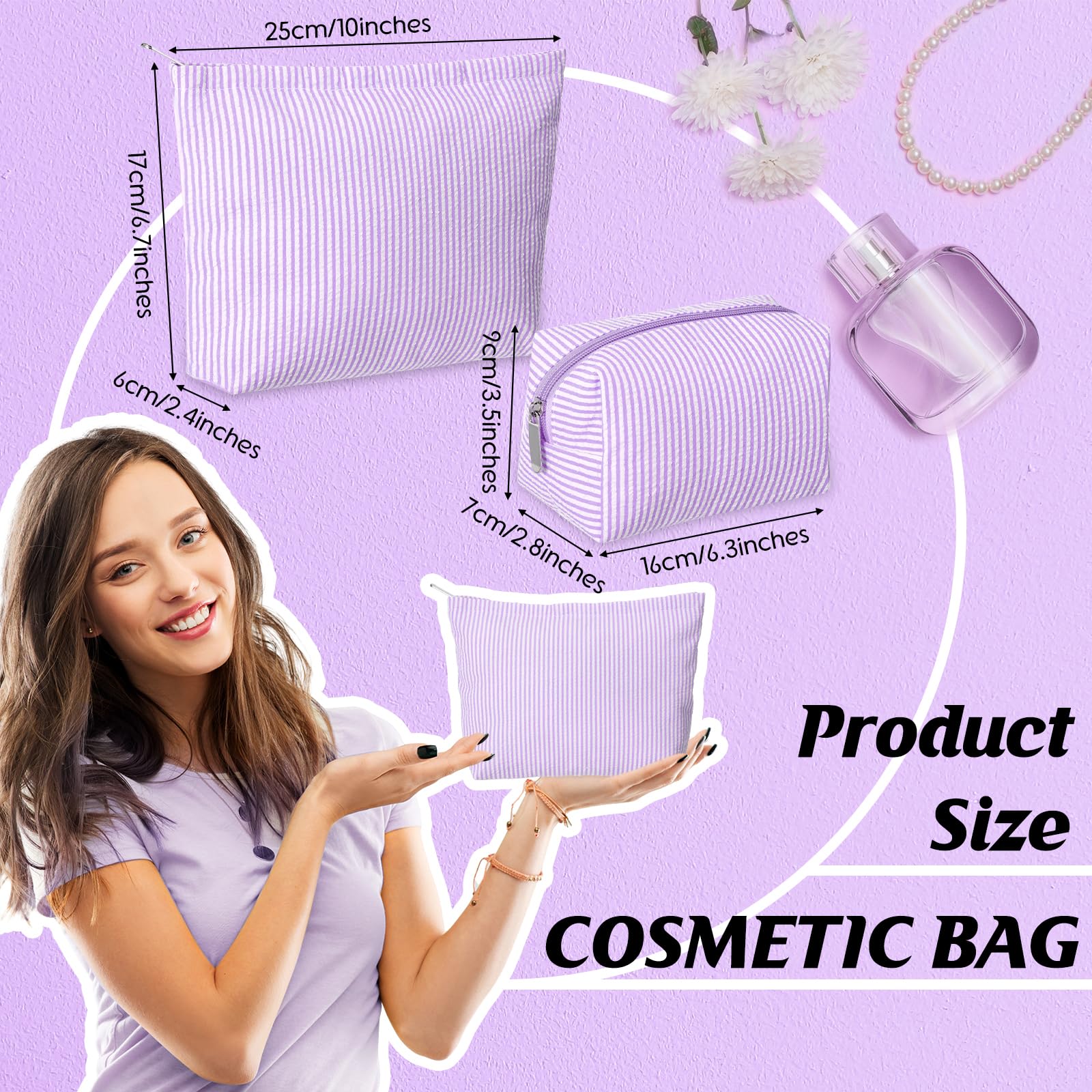 Huhumy makeup bag set two sizes shown for versatile travel storage
