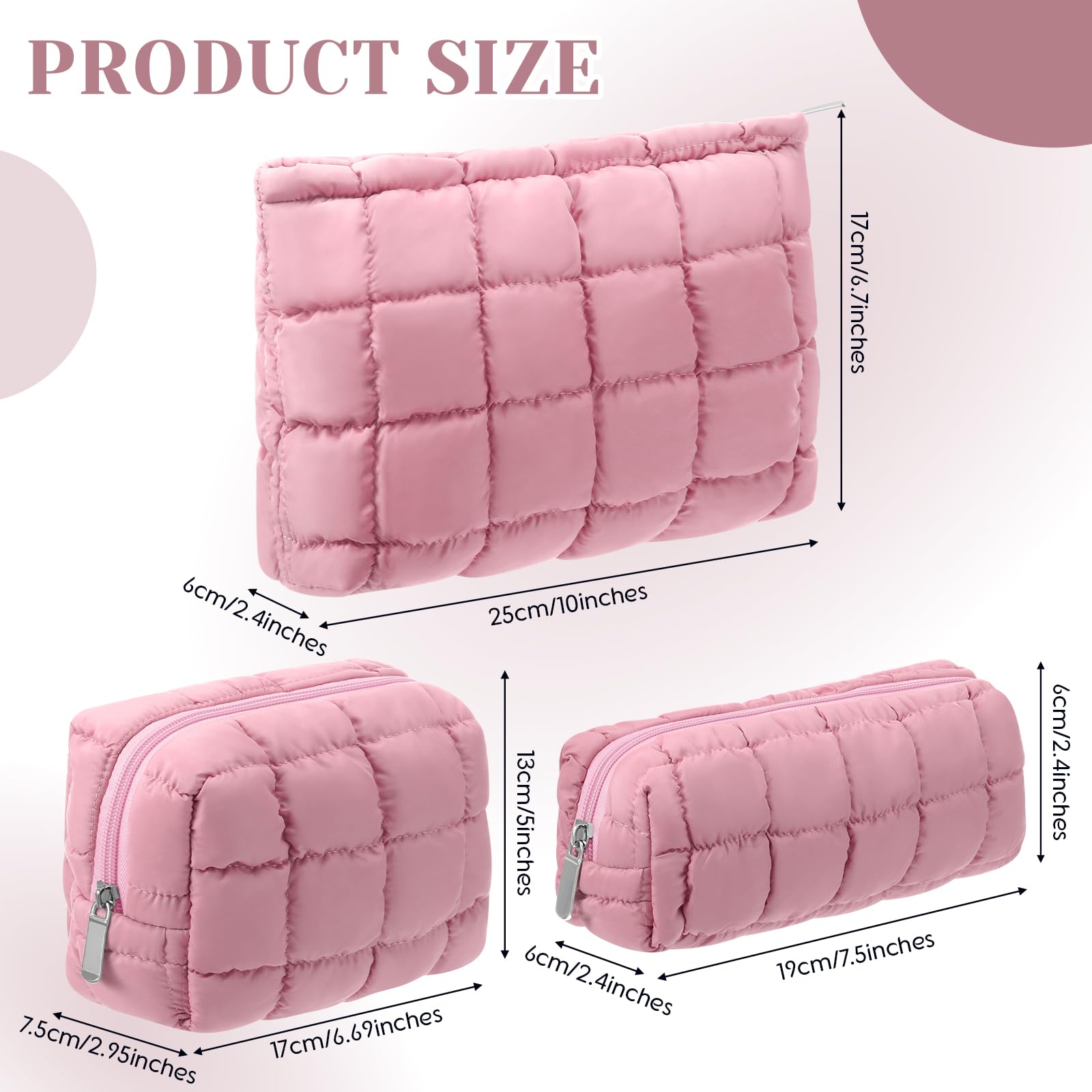 Huhumy pink checkered travel toiletry bag, spacious for essentials.