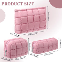 Huhumy pink checkered travel toiletry bag, spacious for essentials.