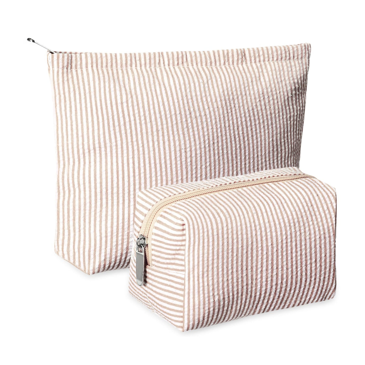 Huhumy seersucker makeup bags front view showing stylish travel organization