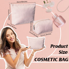 Huhumy seersucker makeup bags open view revealing organized interior