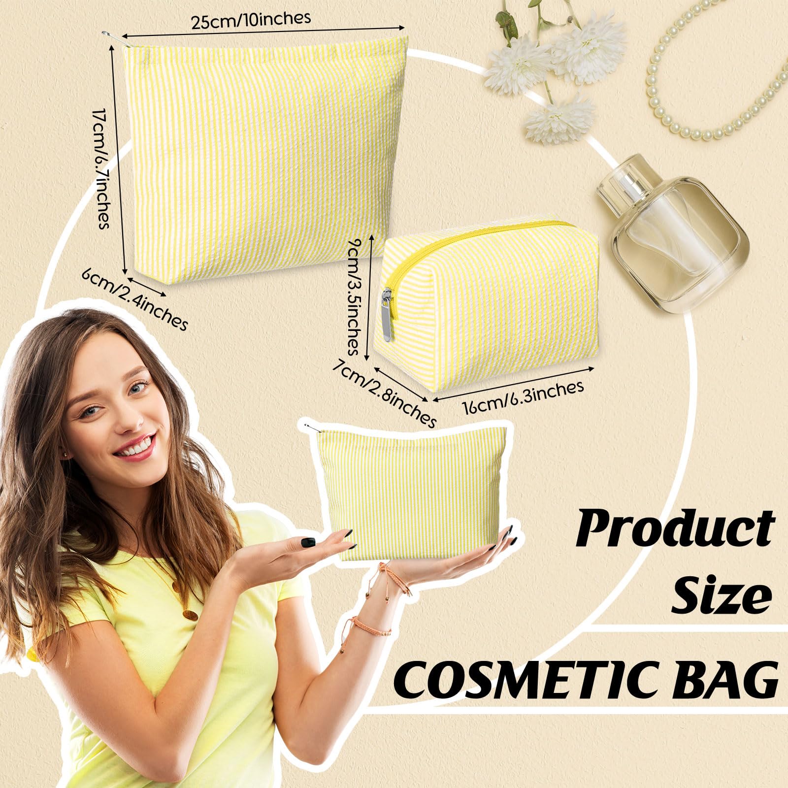 Huhumy small makeup purse in seersucker great for brushes
