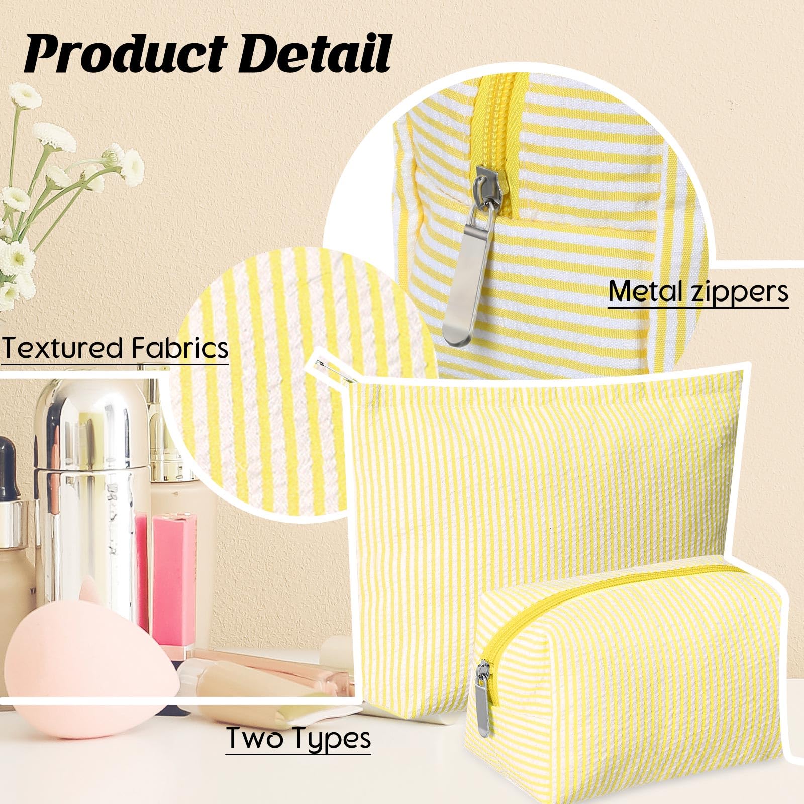 Huhumy two-piece bag set with durable seersucker easy to clean