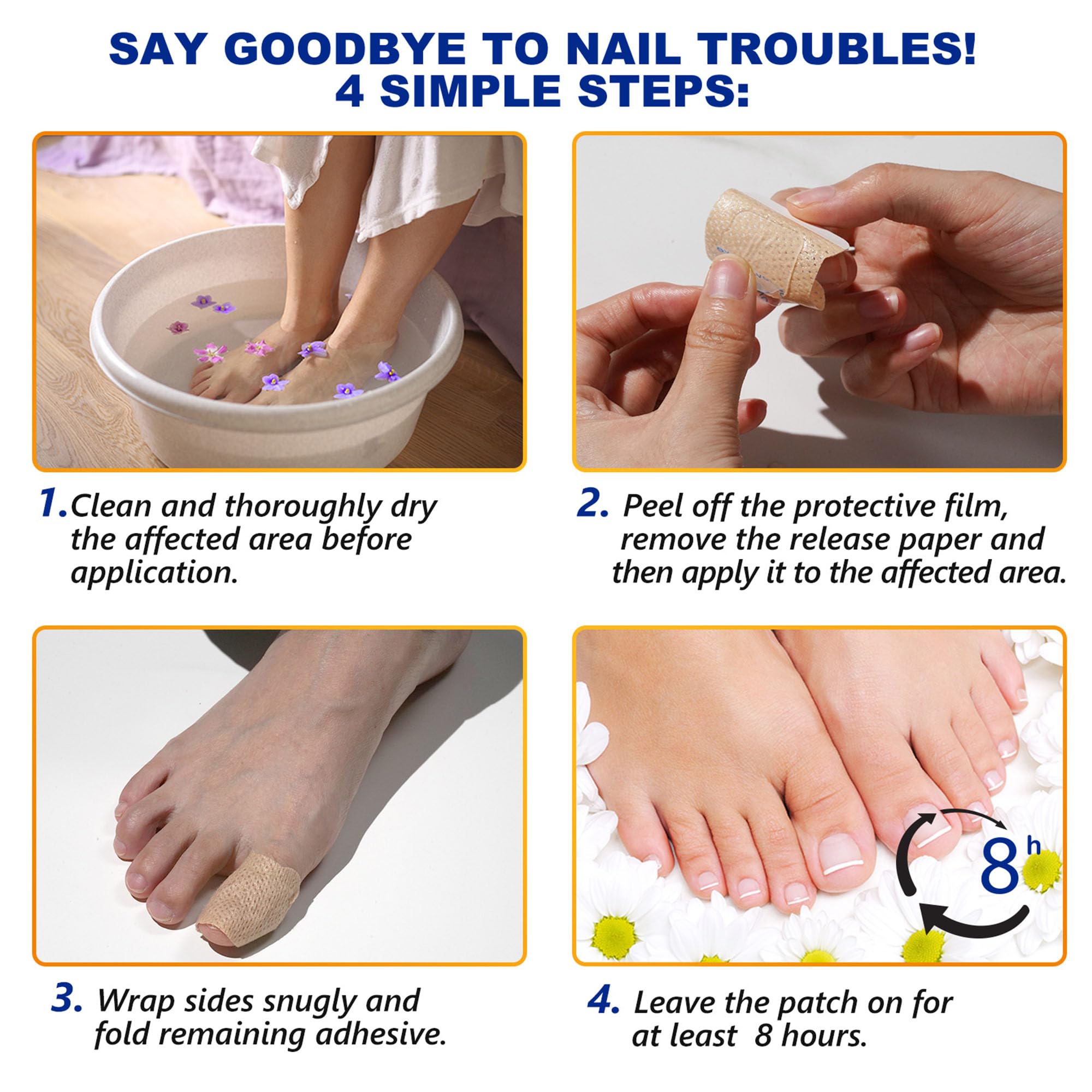 HuiPoLii patches worn at night for uninterrupted rest and toenail care
