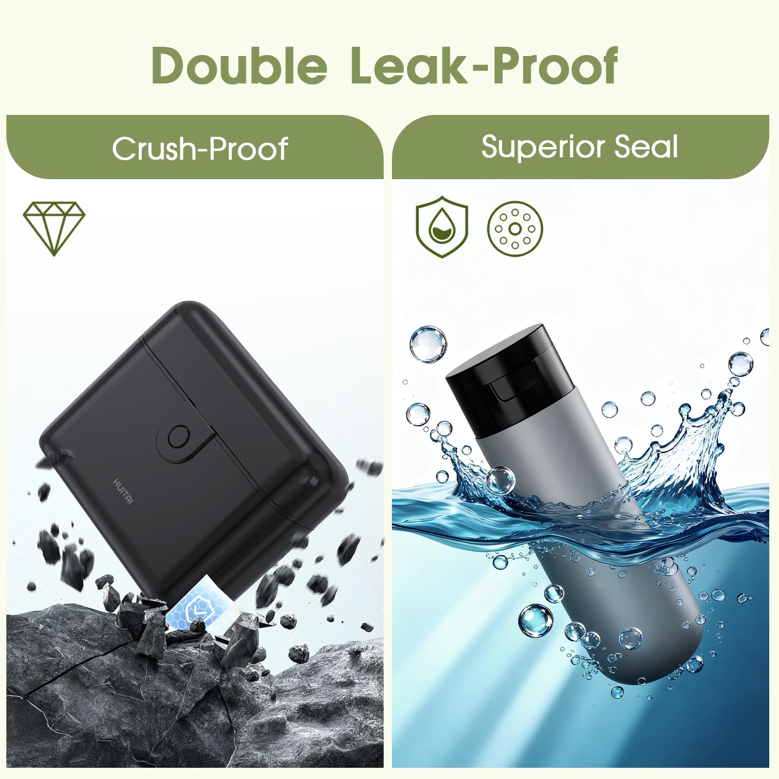 HUITAI case with individual compartments, prevents leaks and collisions