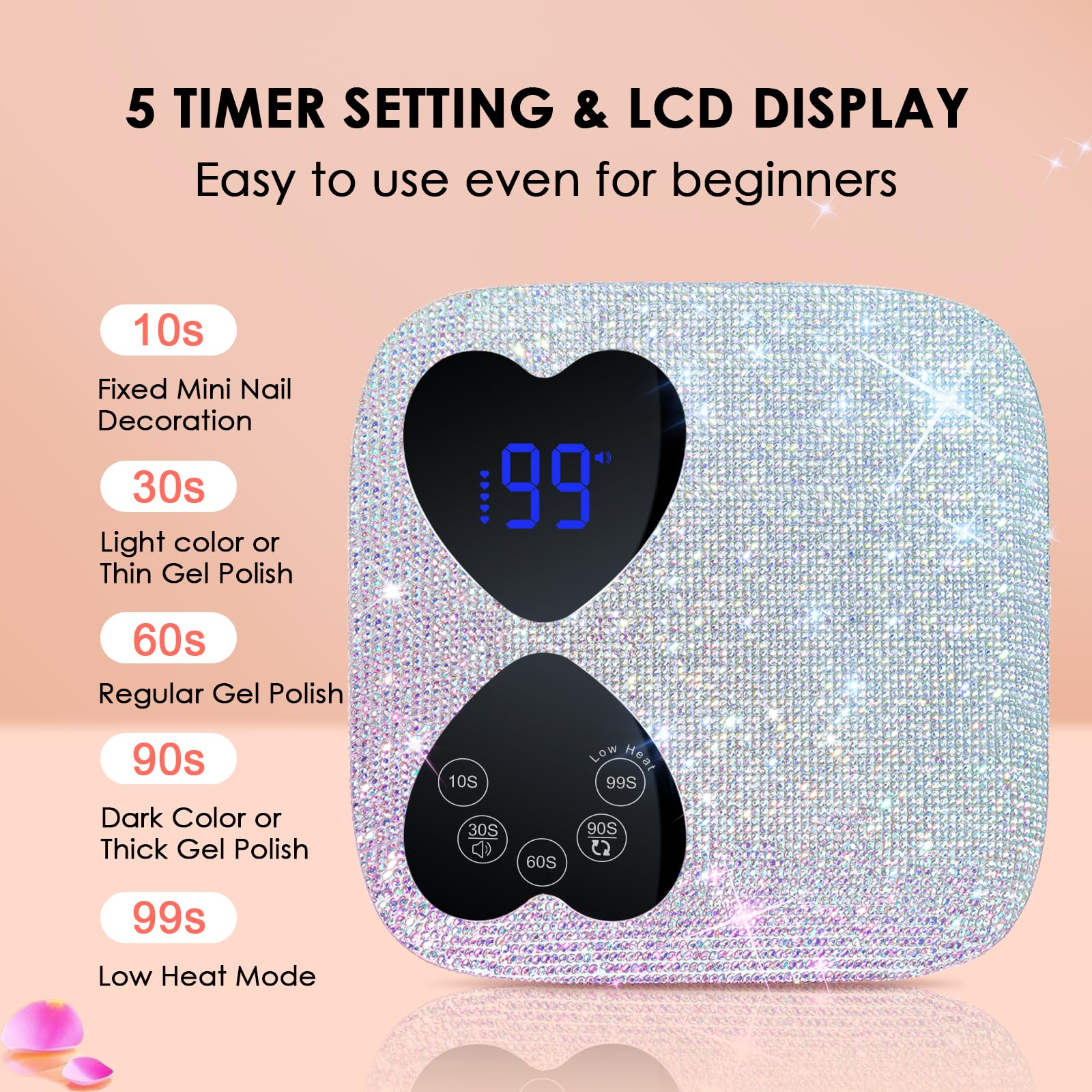HUITINE 80W nail lamp with 36 LEDs cures gel polish evenly from all angles