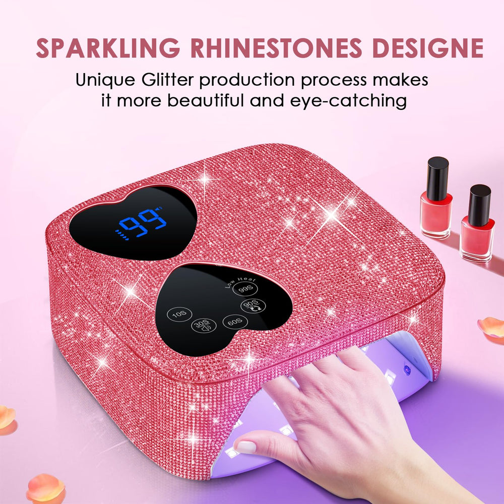 HUITINE cordless nail lamp with mirror base enables hands-free, even curing.