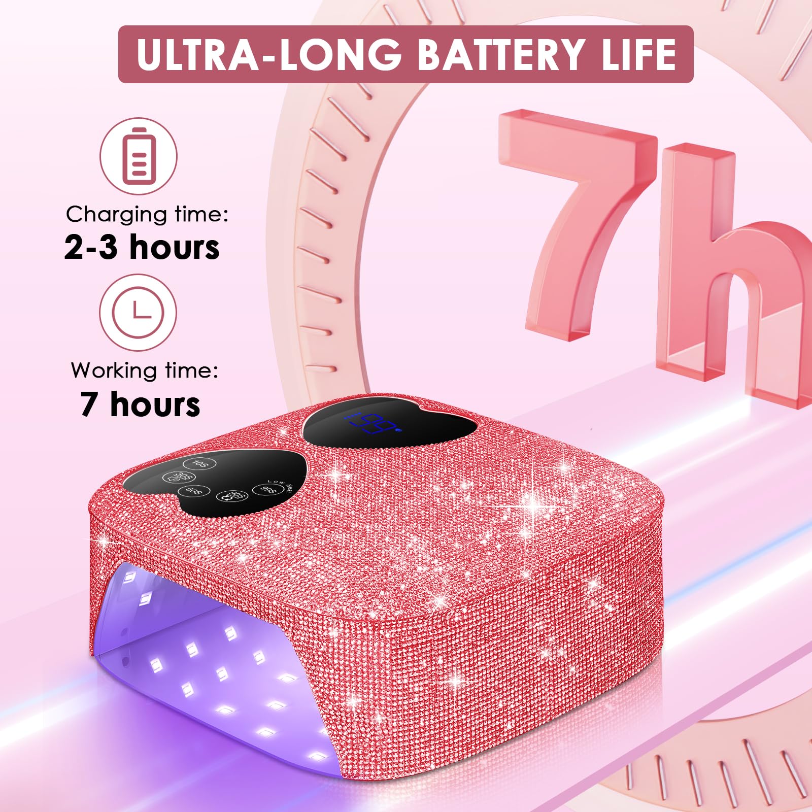 HUITINE long-life battery nail lamp supports hours of use.