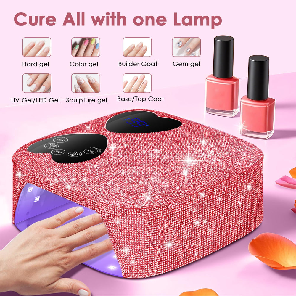HUITINE pink diamond nail lamp for stylish salon-at-home use.