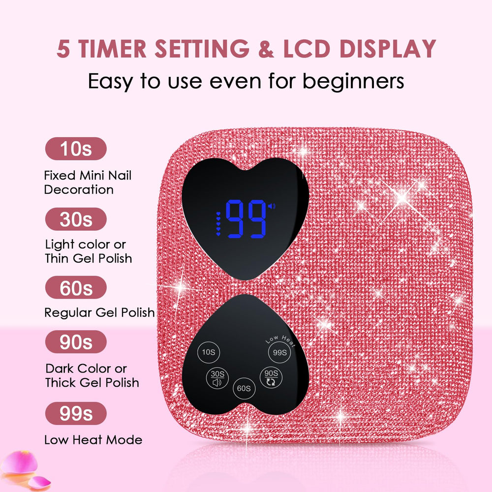 HUITINE smart heart display nail lamp for precise timer control.
