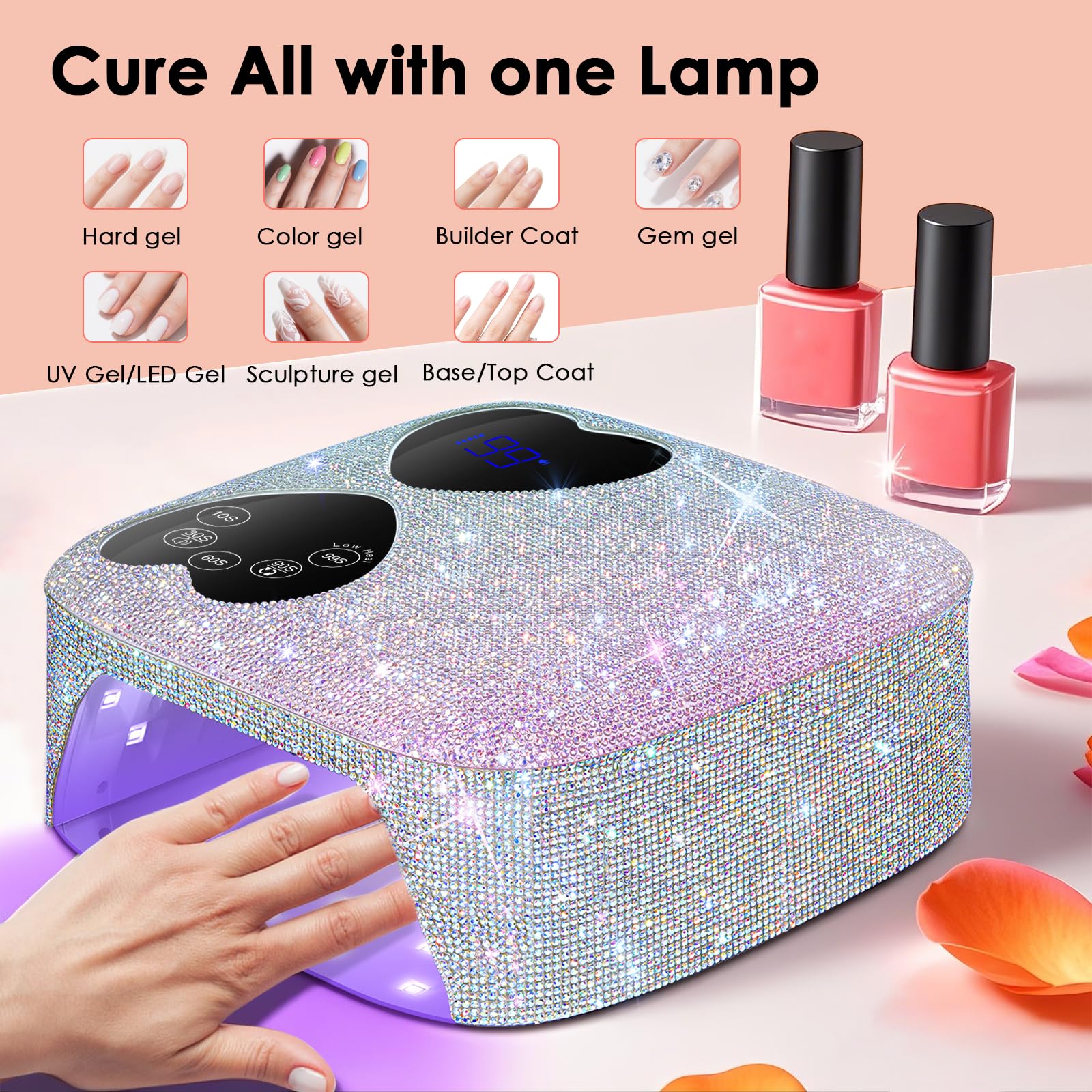 HUITINE spacious interior fits fingernails and toenails for all gels