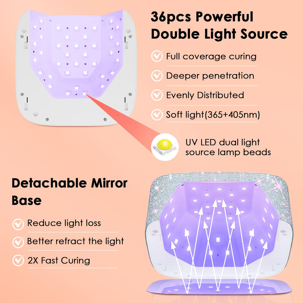 HUITINE sparkling-diamond-design nail lamp adds eye-catching shine during drying
