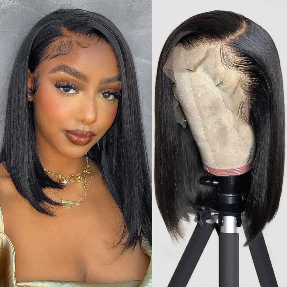 HUIWANYAN Hihmarm Bob Wig front view shows natural hairline for daily wear