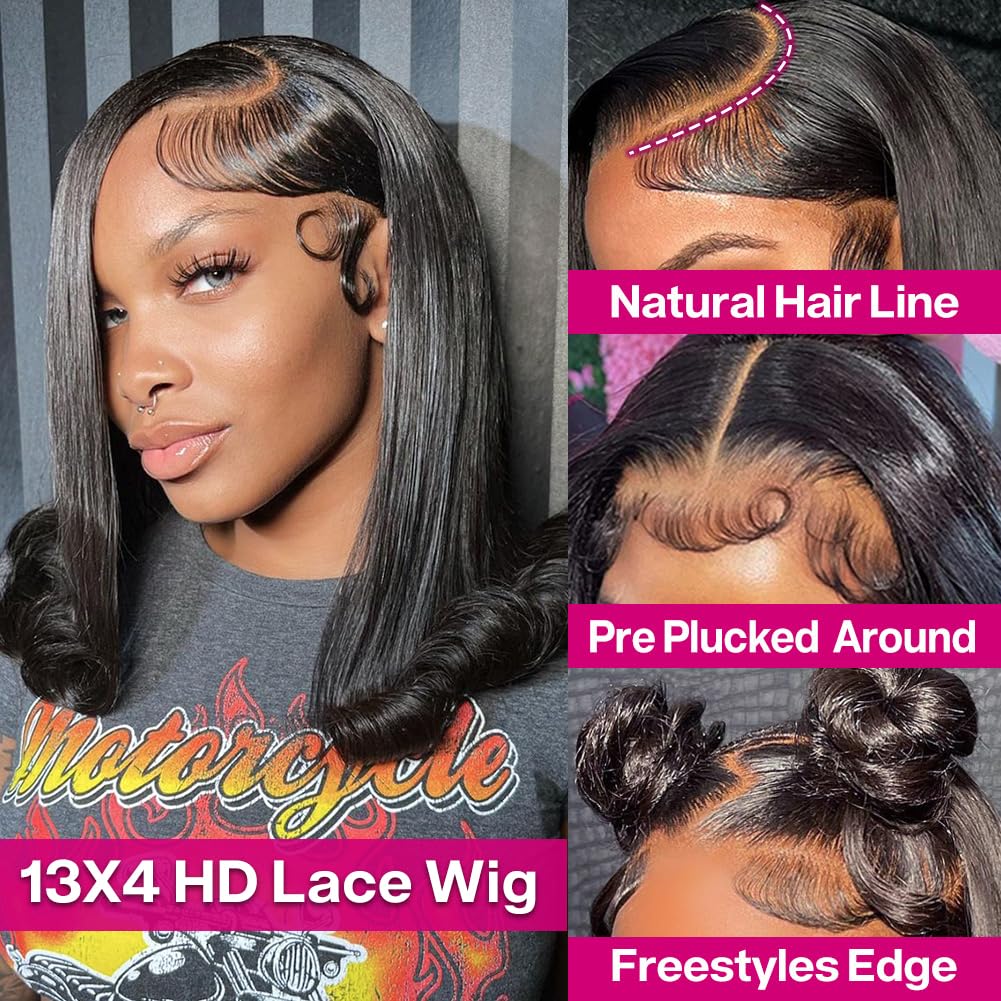HUIWANYAN Hihmarm Bob Wig lace detail highlights breathable Swiss HD lace