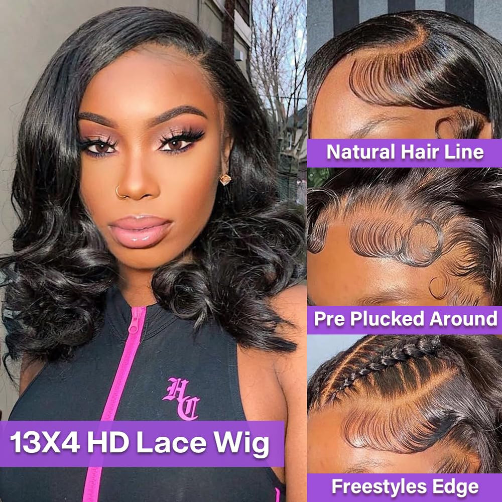 HUIWANYAN Hihmarm body wave bob wig side view highlighting fullness