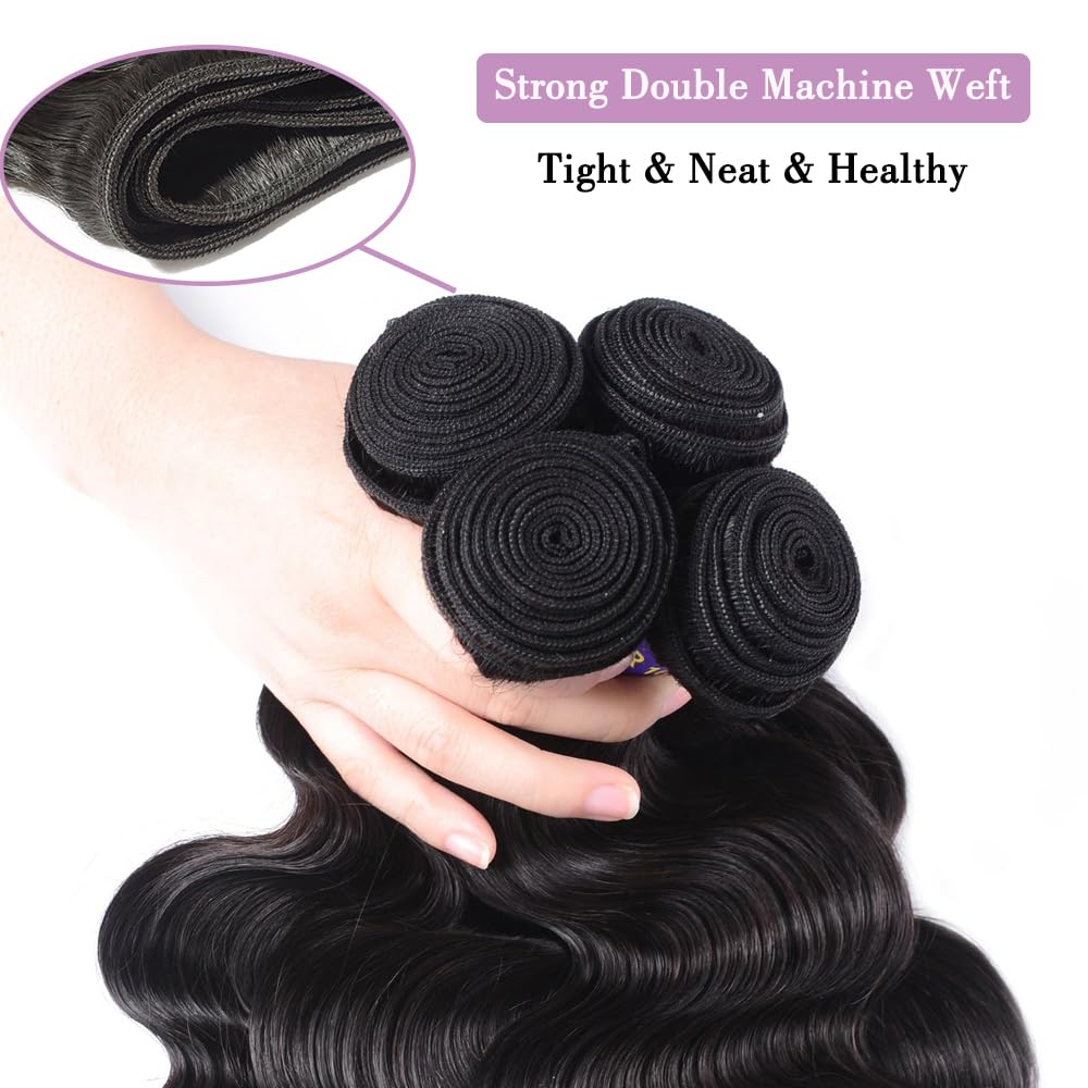 Hullran 12A body wave bundle 18 inch close-up with soft, shiny texture.