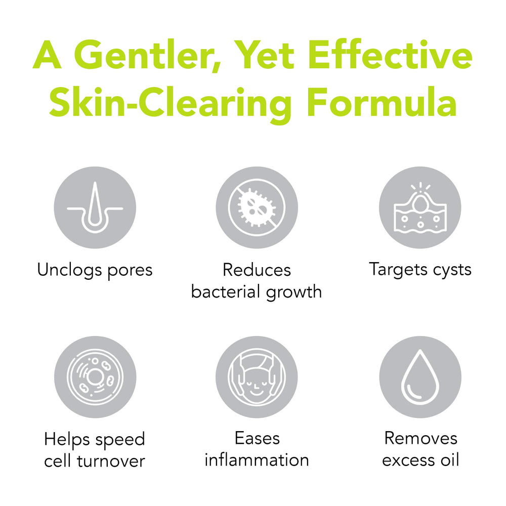 humane benzoyl peroxide face wash back-of-bottle ingredients list for clean skincare.