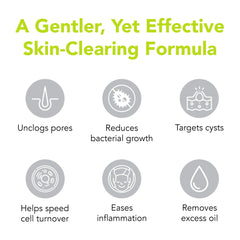 humane benzoyl peroxide face wash back-of-bottle ingredients list for clean skincare.