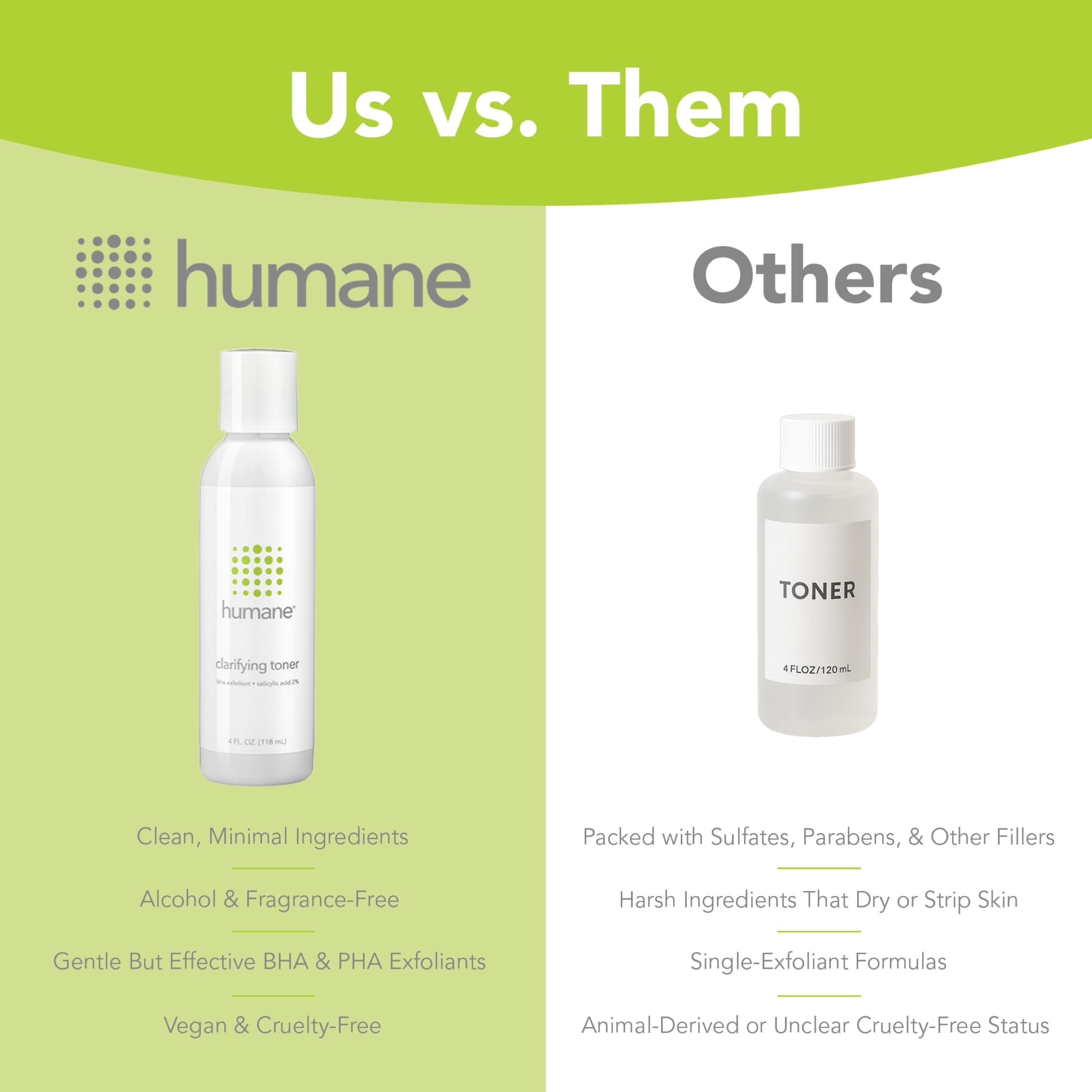Humane Clarifying Toner applied on face for gentle exfoliation