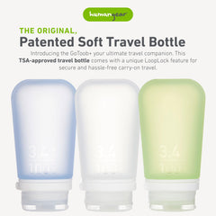humangear GoToob+ large blue bottle, easy labeling for quick identification