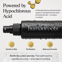 Humanroots lightweight HOCl spray absorbs quickly without residue.