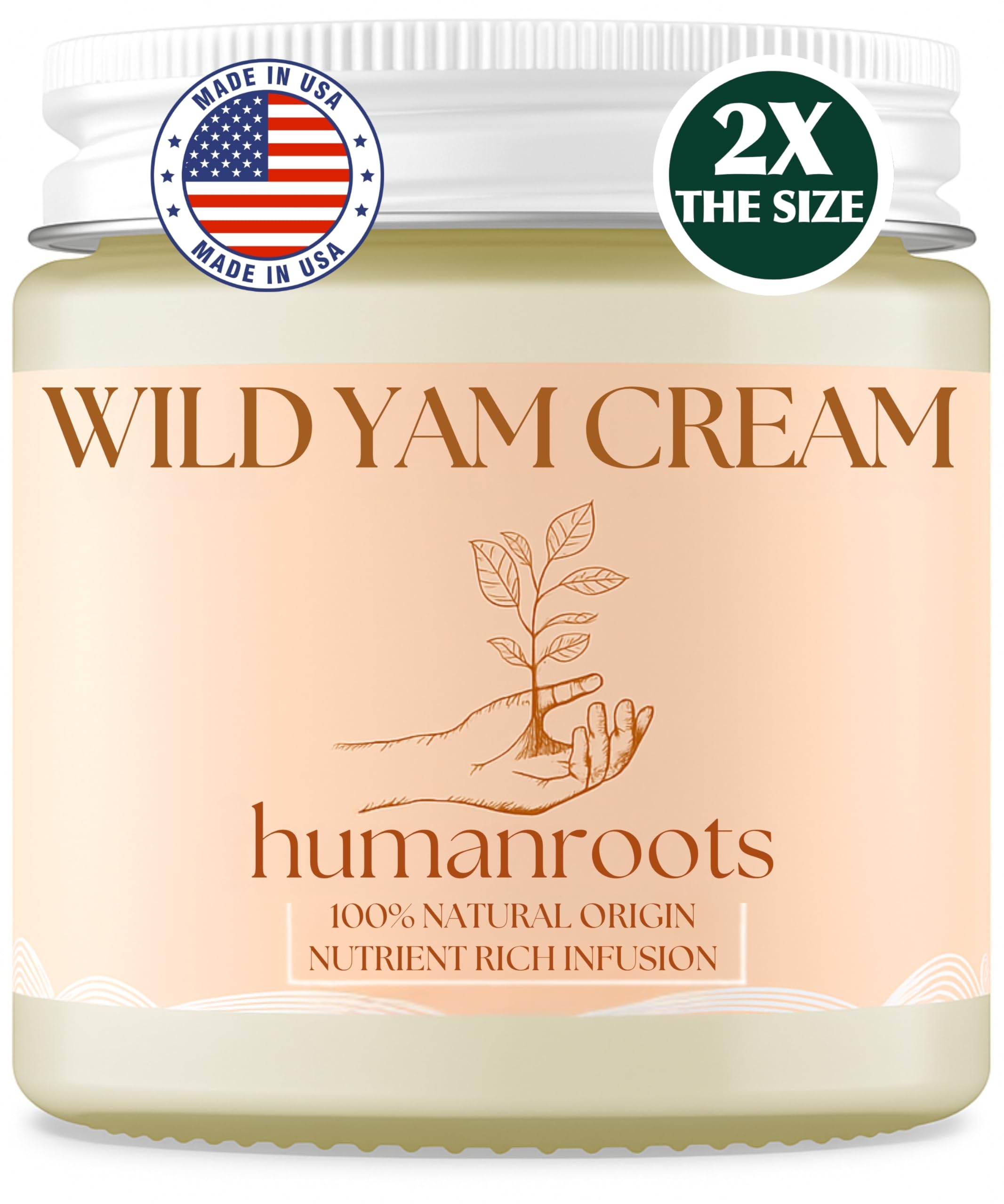 Humanroots Wild Yam Cream jar front showcasing natural balance for hormonal changes