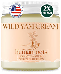 Humanroots Wild Yam Cream jar front showcasing natural balance for hormonal changes