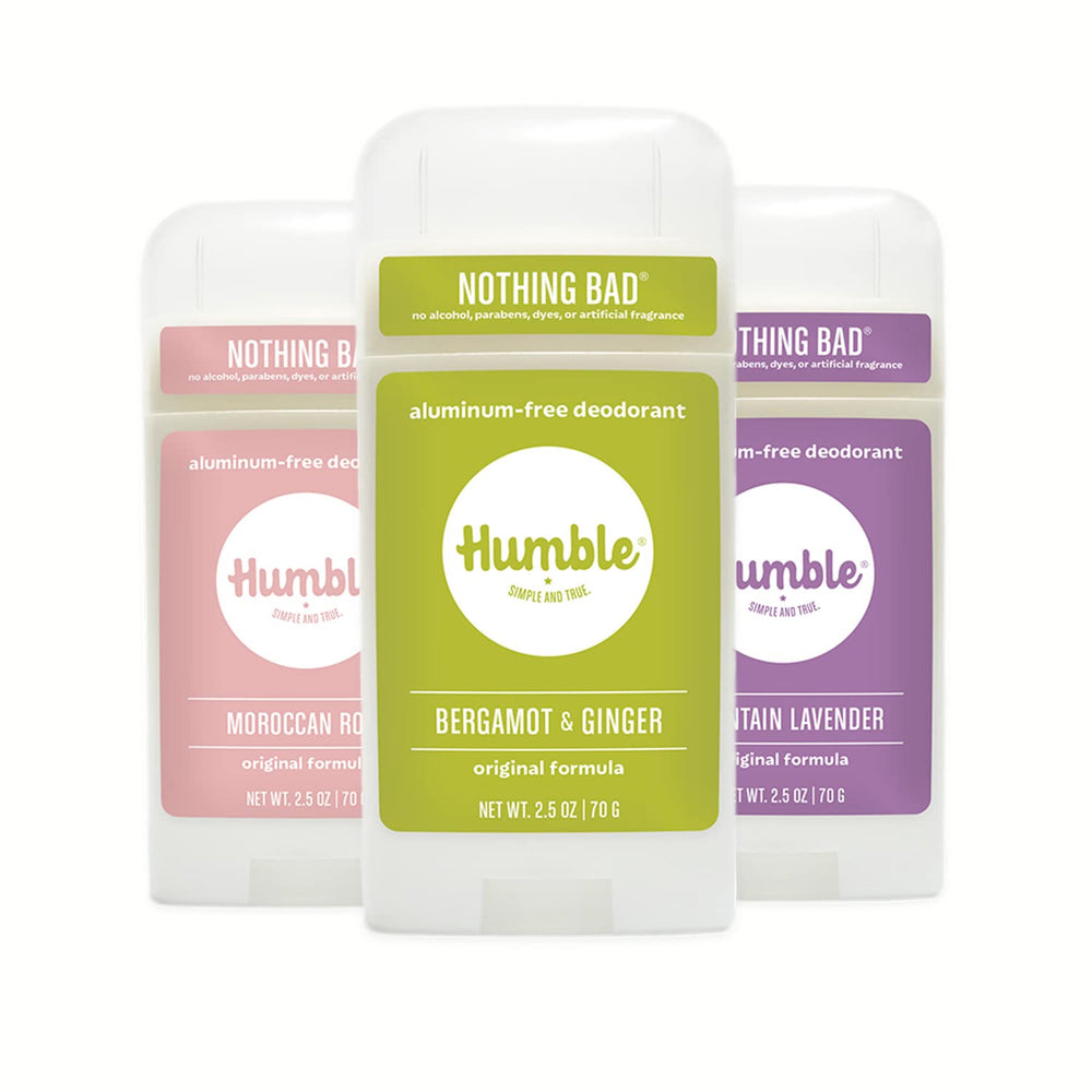 Humble aluminum-free deodorant Bergamot Ginger stick applying for daily freshness