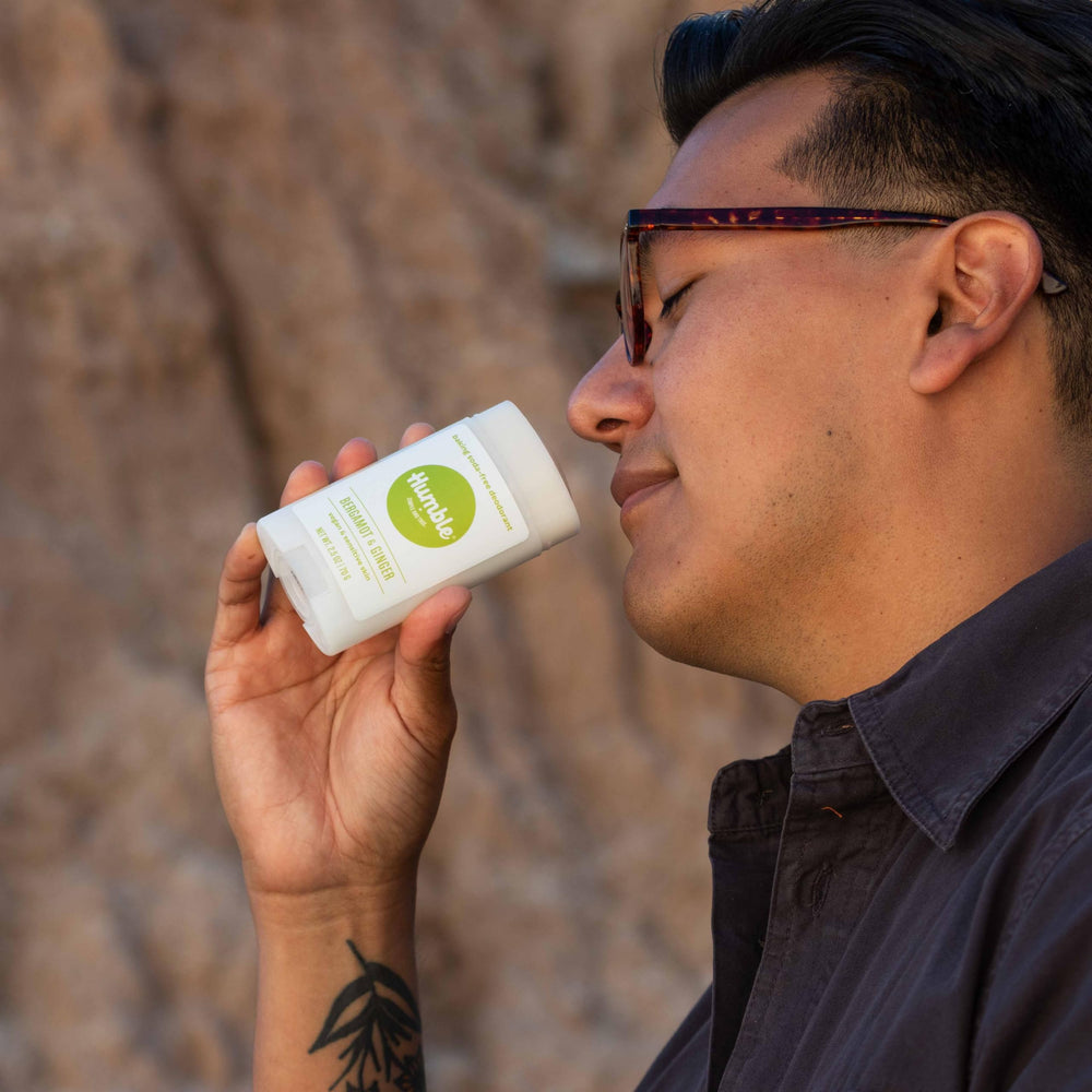 Humble Brands Bergamot Ginger deodorant application tip with refreshing citrus-spice vibe.