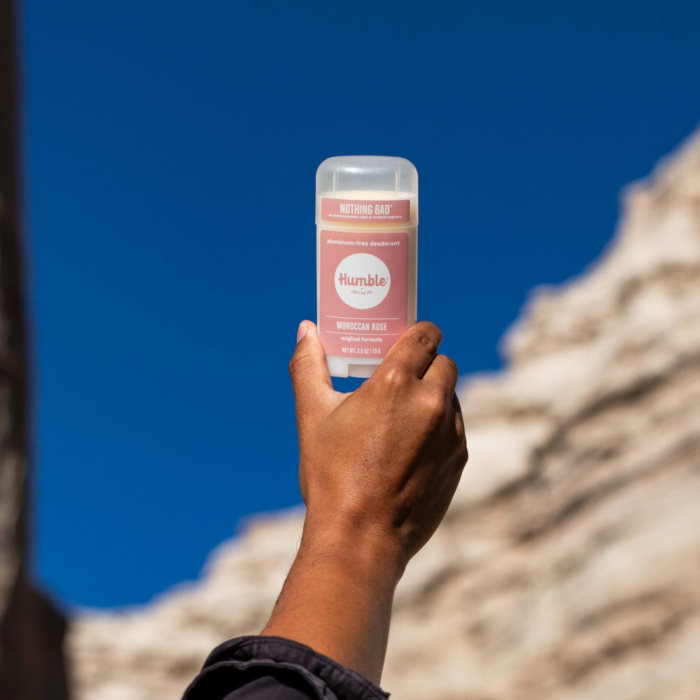 Humble Brands Leaping Bunny cruelty-free badge signals ethical testing.