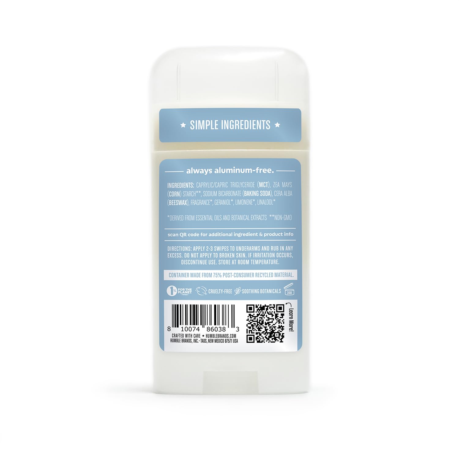 HUMBLE BRANDS baking soda and corn starch blend supports everyday freshness.