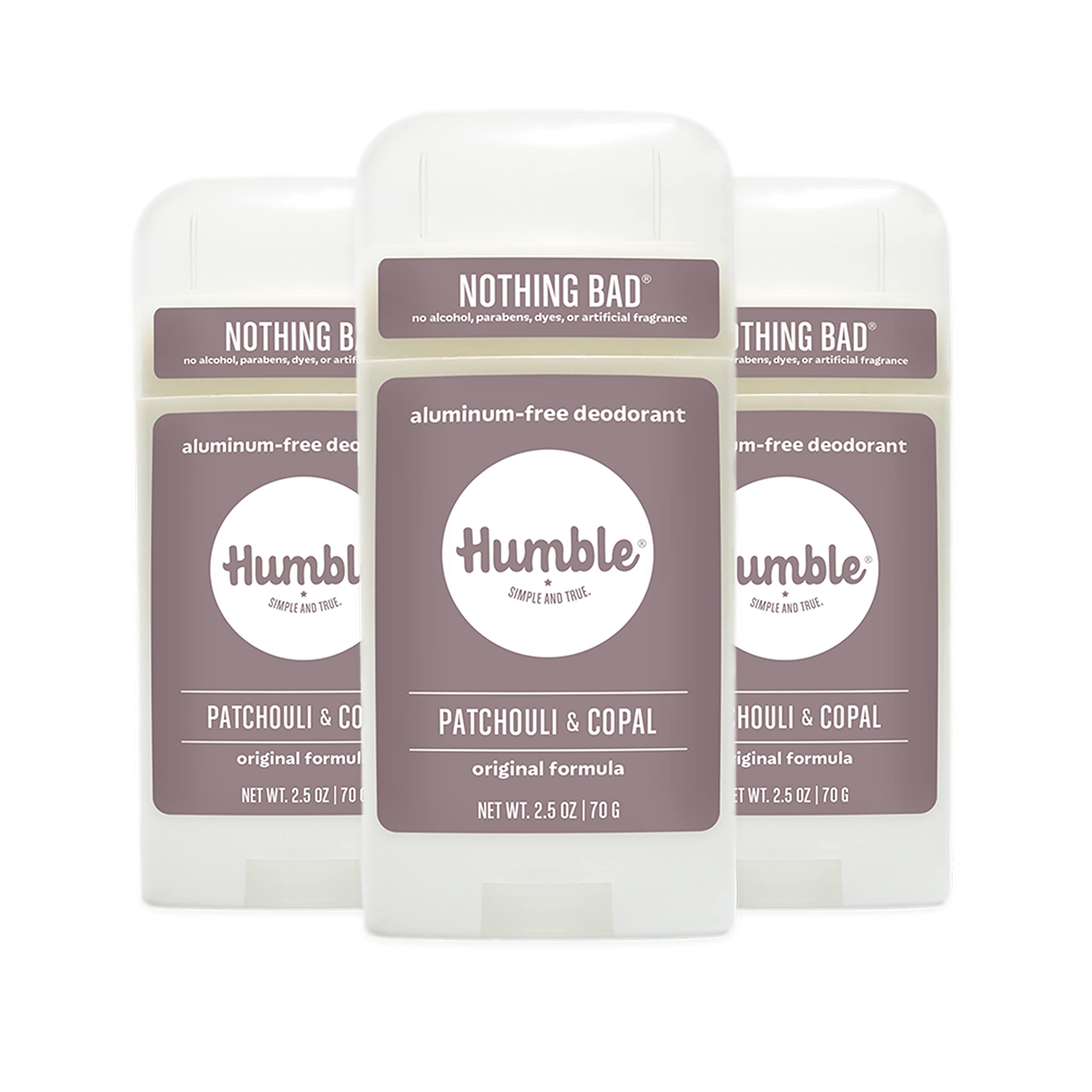 Humble Brands Original Formula aluminum-free deodorant bottle showcases clean, simple ingredients for everyday wear.