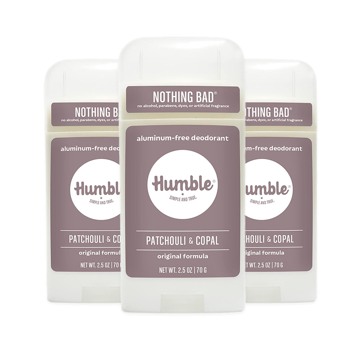 Humble Brands Original Formula aluminum-free deodorant bottle showcases clean, simple ingredients for everyday wear.