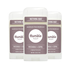 Humble Brands Original Formula aluminum-free deodorant bottle showcases clean, simple ingredients for everyday wear.