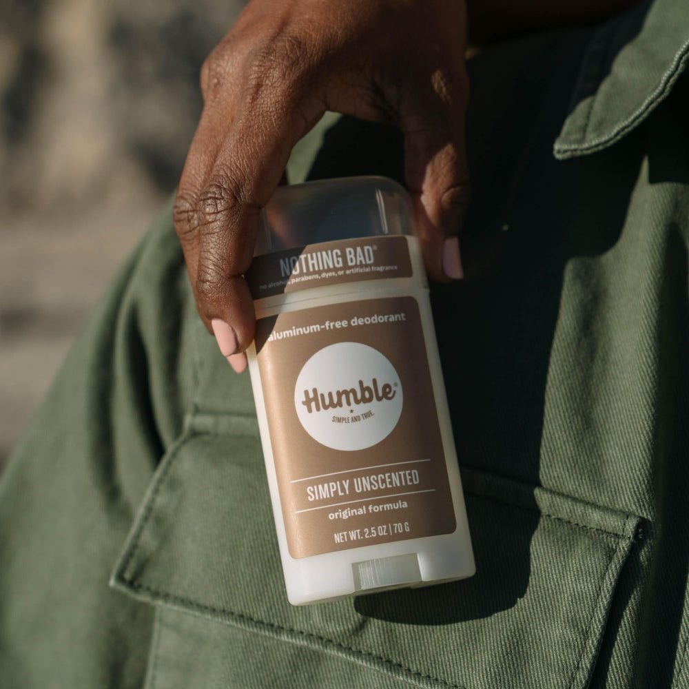 HUMBLE BRANDS Original Formula ingredients close-up showing clean, aluminum-free base.