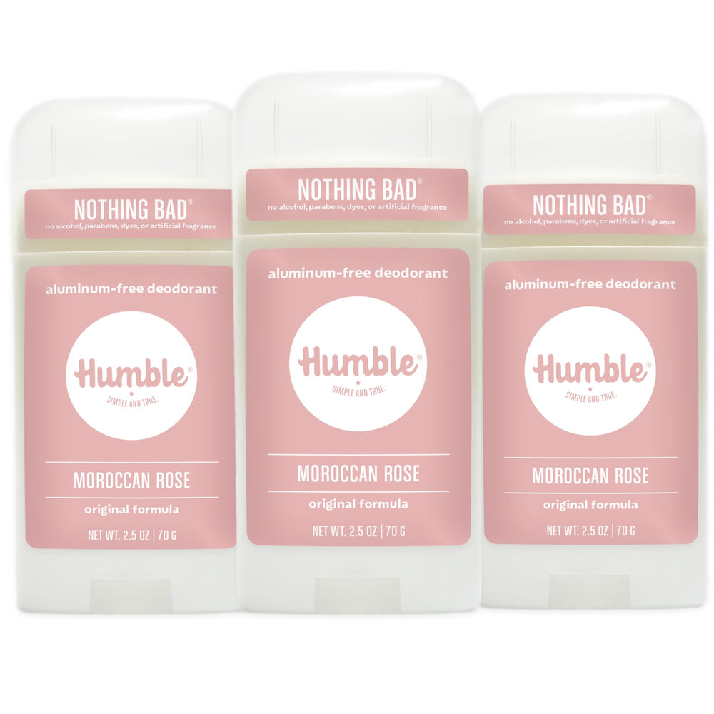 Humble Brands Original Formula Deodorant Moroccan Rose tube offers long-lasting odor control.