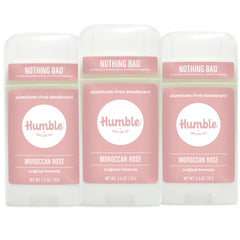 Humble Brands Original Formula Deodorant Moroccan Rose tube offers long-lasting odor control.