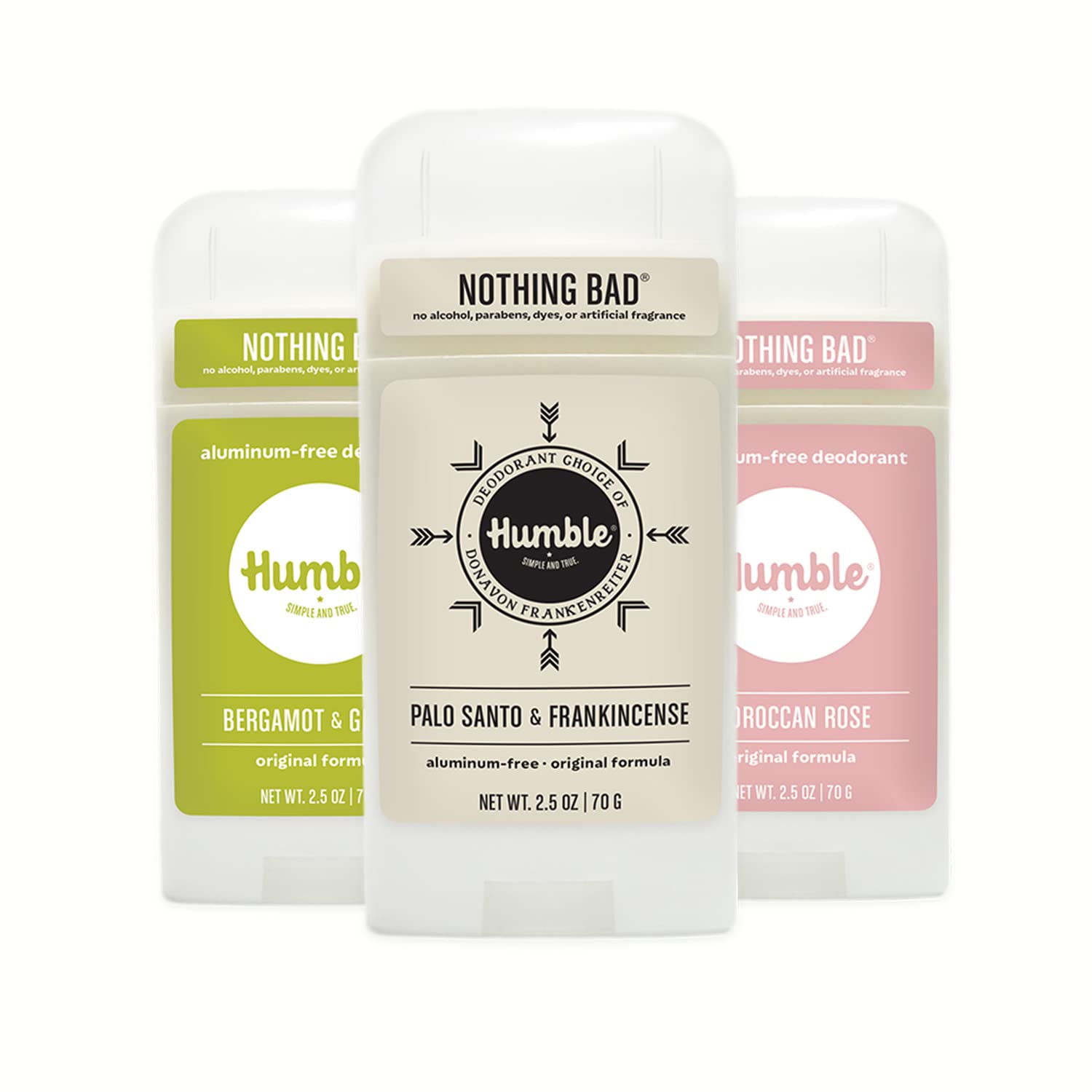 Humble Brands Original Formula packaging showcases aluminum-free deodorant for daily, travel-friendly use.