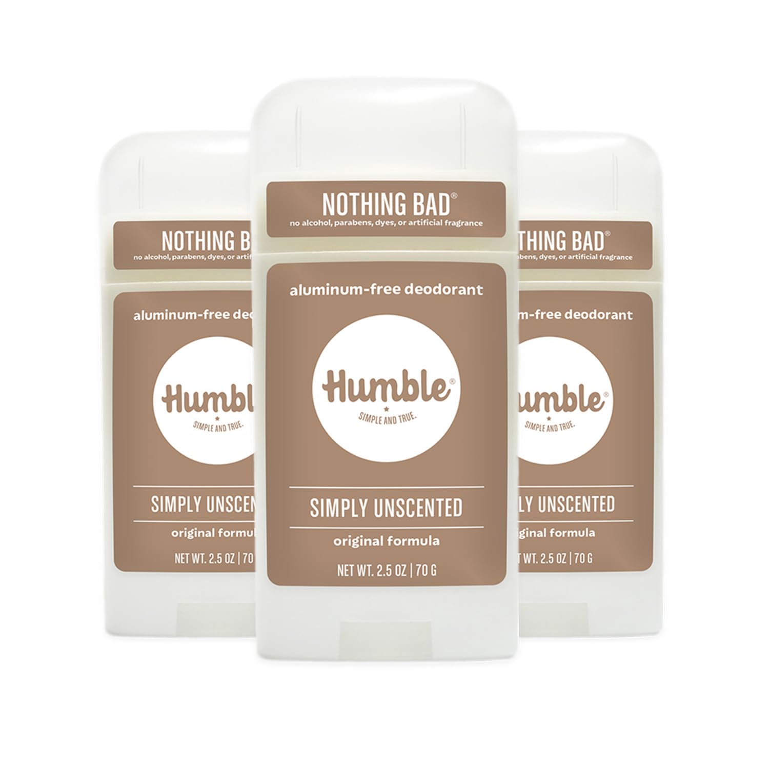 HUMBLE BRANDS Original Formula unscented deodorant bottle for daily odor control.