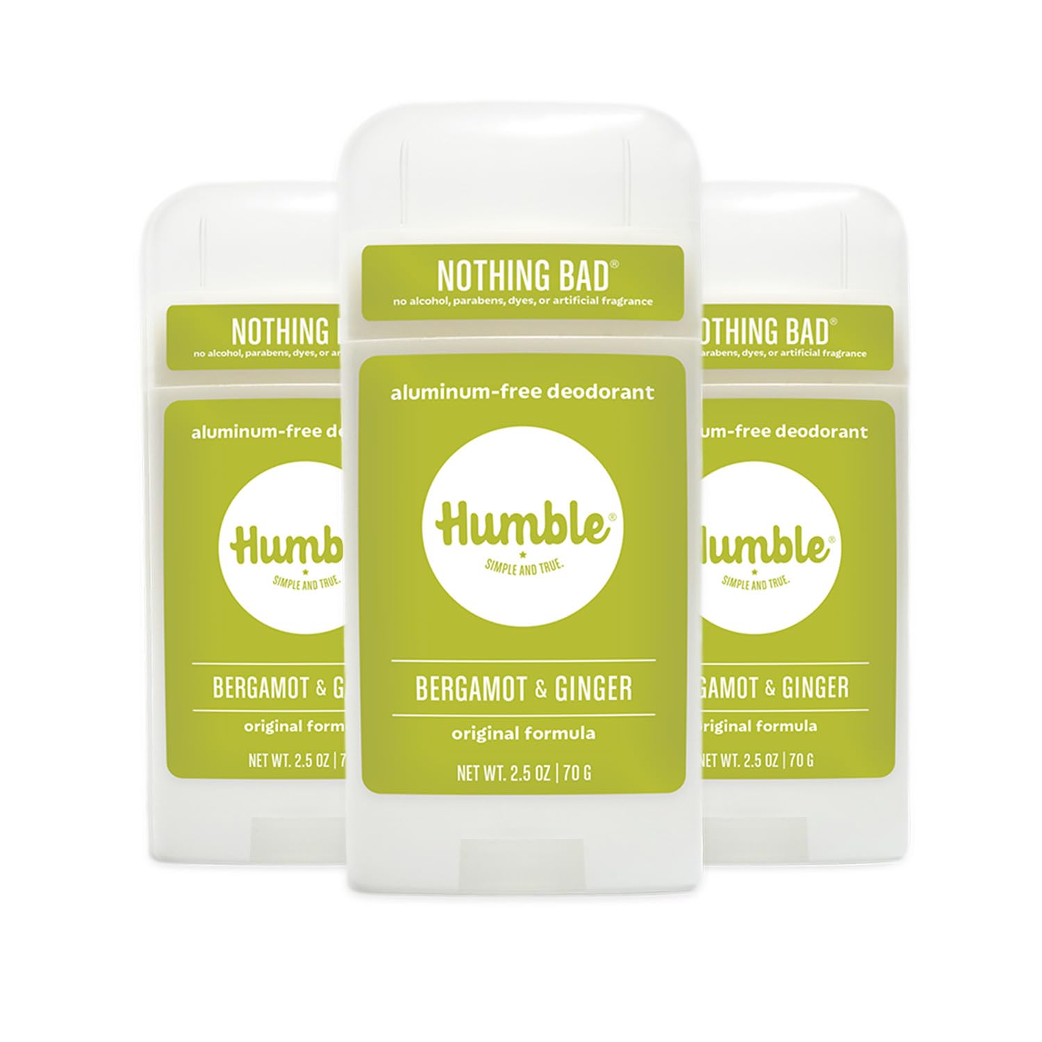 Humble Original Formula deodorant bottle demonstrates long-lasting odor control for daily use