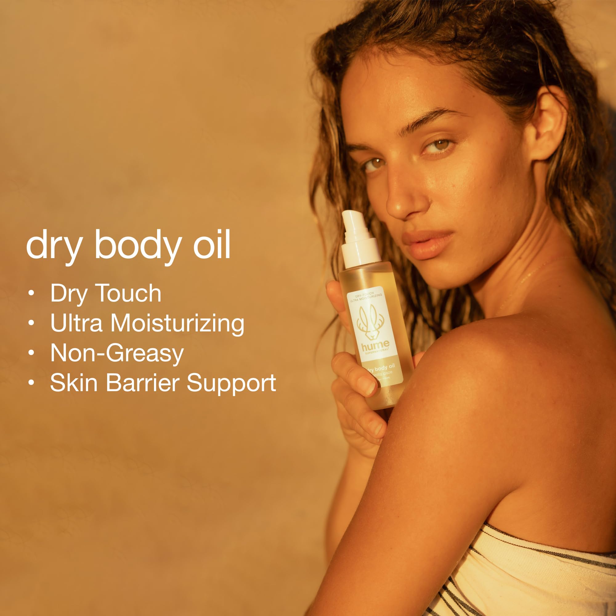 HUME SUPERNATURAL Apricot Kernel Oil provides fatty acids for hydration.