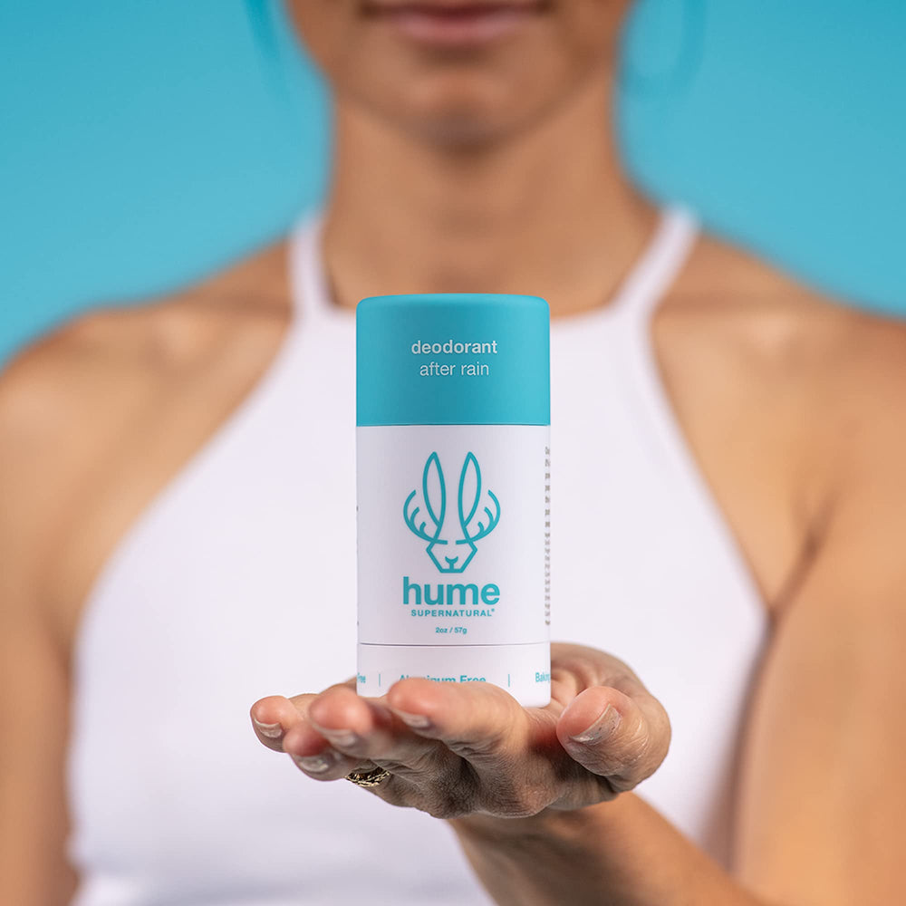 Hume Supernatural clear-stick technology highlights aluminum-free odor protection.