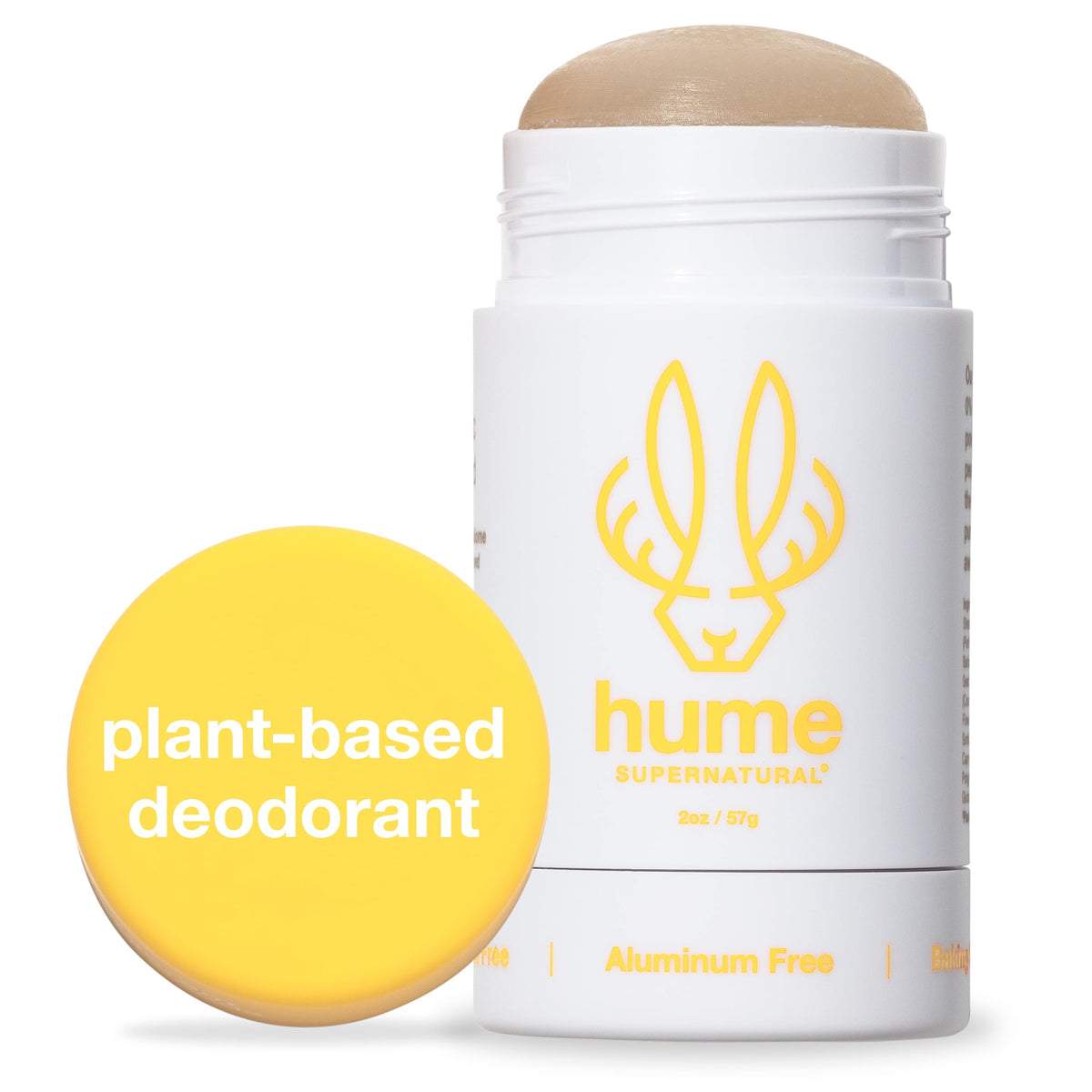 Hume Supernatural Coconut Coast deodorant pack shot shows aluminum-free formula for sensitive skin.
