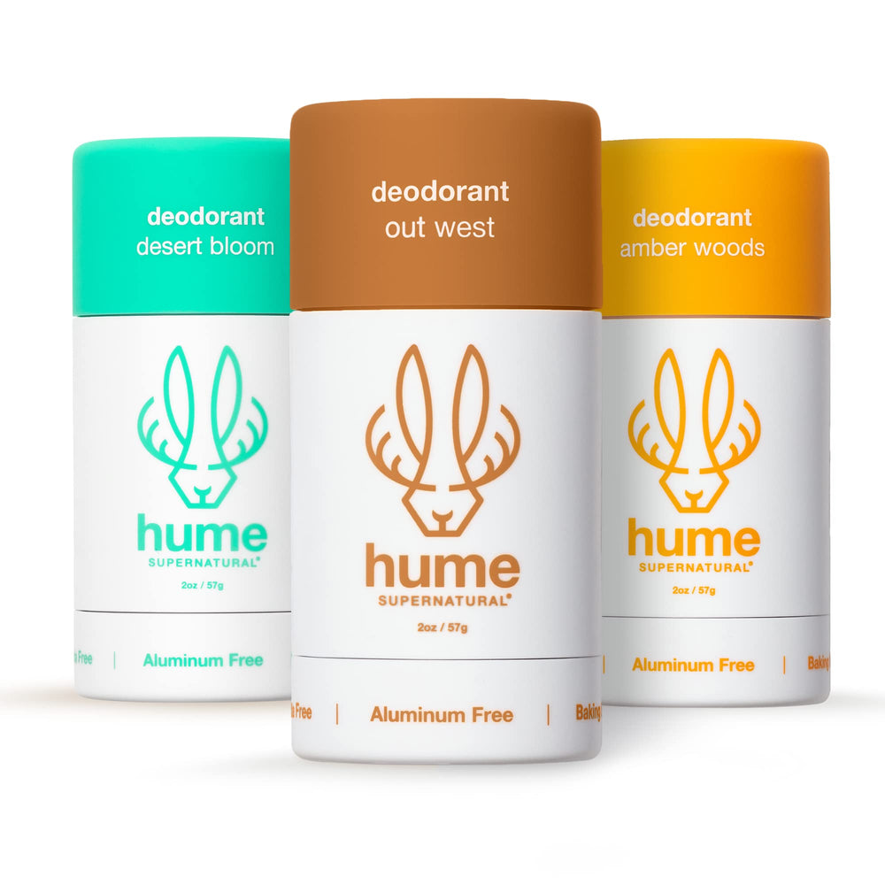 Hume Supernatural Desert Bloom packaging shows aluminum-free, long-lasting freshness.