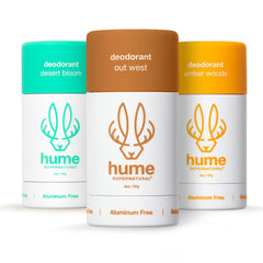 Hume Supernatural Desert Bloom packaging shows aluminum-free, long-lasting freshness.