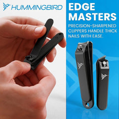 Hummingbird angled nail clipper for tight edges and contour work.