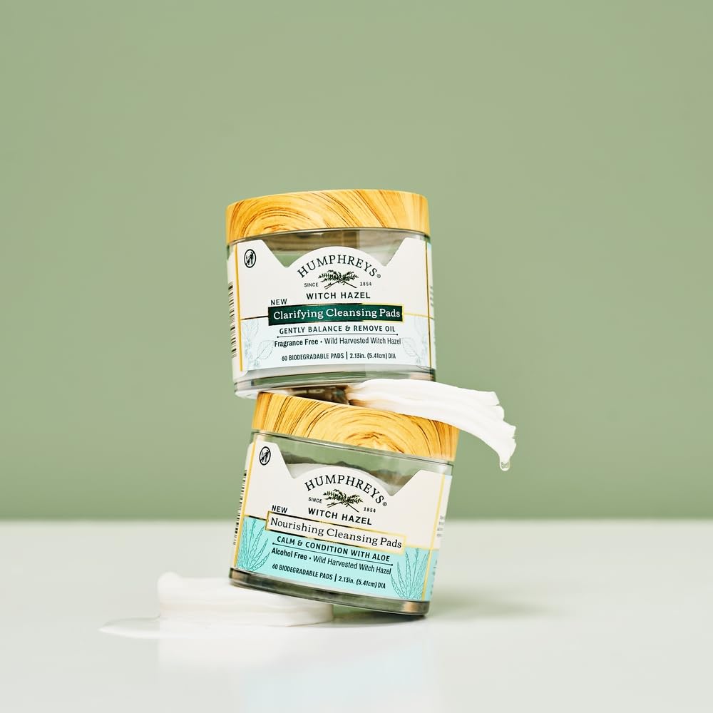 Humphreys cleansing pad in hand showing gentle cleansing motion.